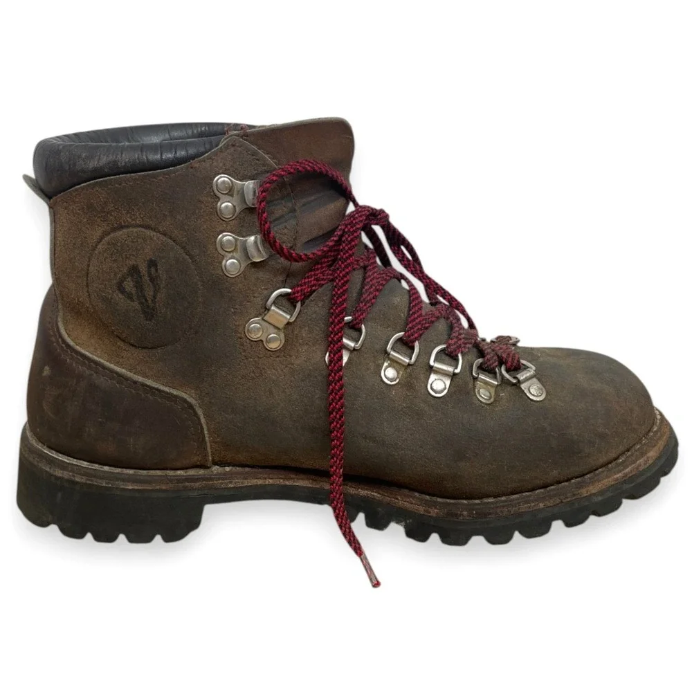 Vintage Vasque Mountaineering Hiking Boots Mens 10.5 D Brown Leather Lace Up